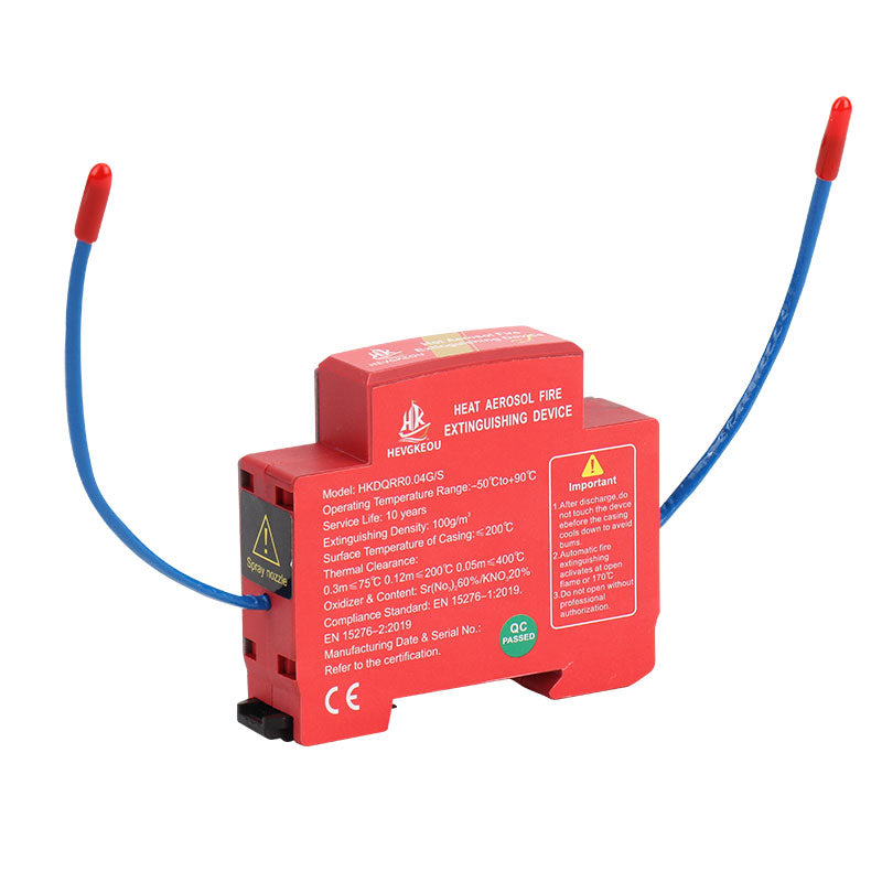 Compact N₂ Aerosol Fire Suppression Module | DIN Rail Mount for Distribution Boxes with Flame-Retardant PC Housing & Strong Adhesive