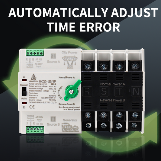 Solar ATS 125A 4P Automatic Transfer Switch | PV System & Inverter Dual Power Selector | 3-Phase DIN Rail Energy Changeover