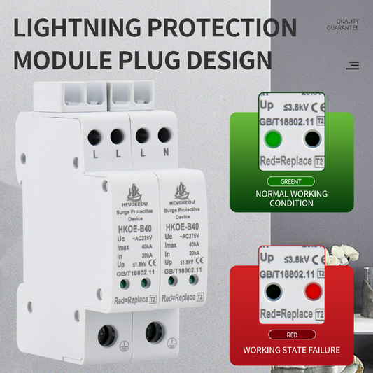 Low-Voltage AC Surge Protective Device (SPD) 2P | 275V/385V, 20kA-60kA Discharge Capacity | Type 2 Surge Arrester for House & AC Systems