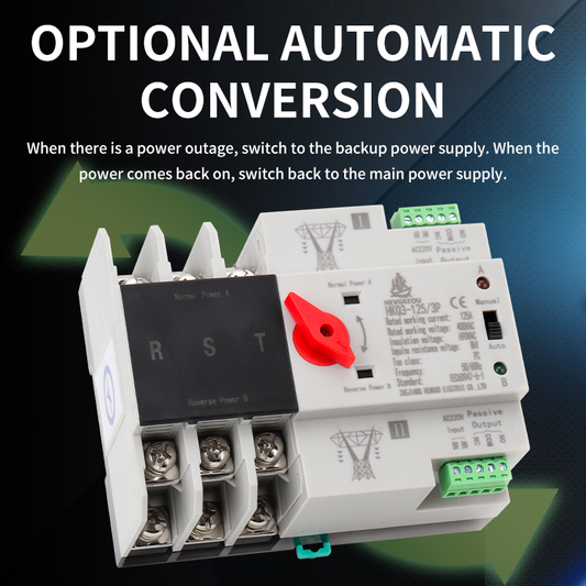 ATS 400V 125A 3p Automatic Transfer Switch DIN Rail Dual Power Changeover for Solar City Power Generator Uninterrupted