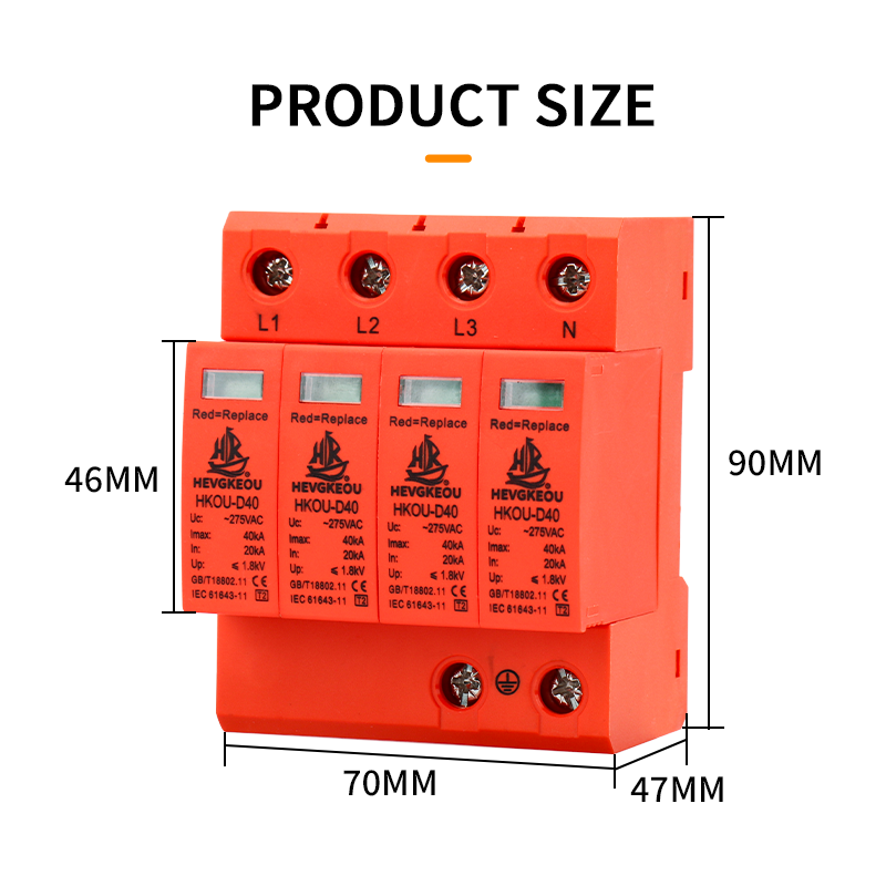4P AC SPD Surge Protection Device | Lightning & Surge Arrester for 3-Phase Power Lines | Type 1/2 Industrial-Grade Protection | IEC 61643-11 Compliant