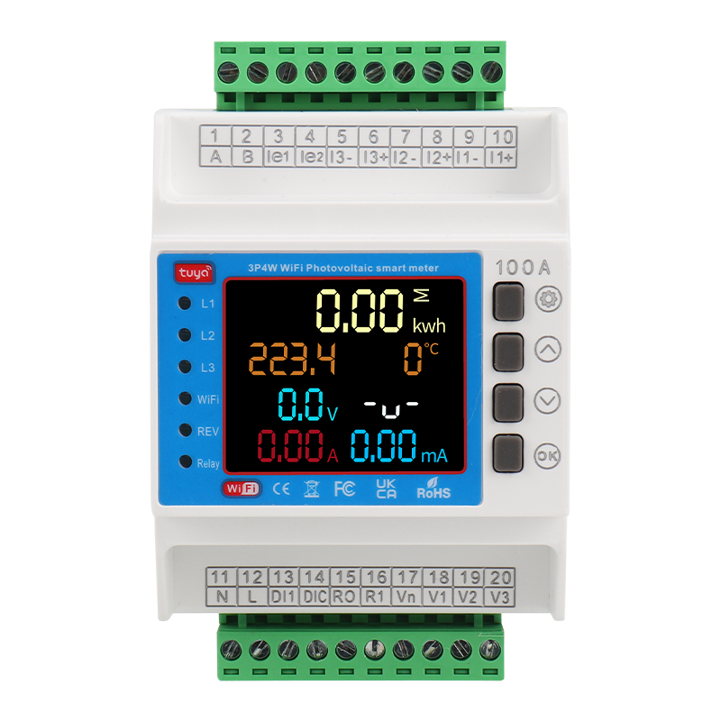 3 Phase Tuya WiFi Energy Meter with 3 CT Clamps | Smart Bi-Directional Monitor, Leakage/Over-Under Voltage Protector & Relay Switch