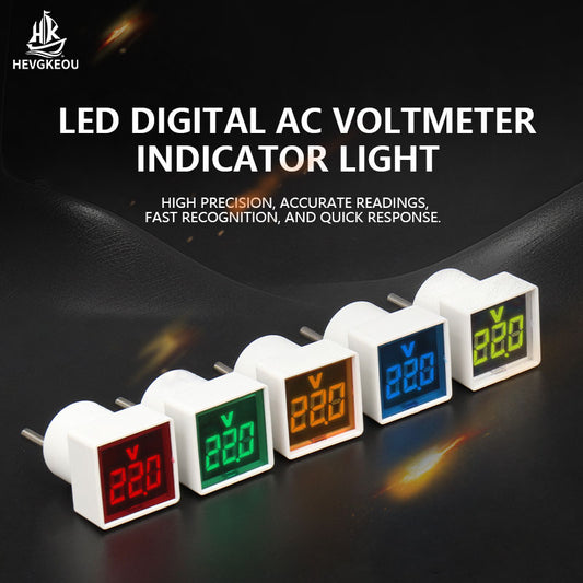 Mini Universal Square Voltmeter LED Digital Voltmeter Ammeter AC 50-500V 2-in-1 Voltage & Current Indicator with Built-in CT