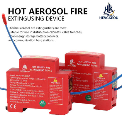 Compact N₂ Aerosol Fire Suppression Module | DIN Rail Mount for Distribution Boxes with Flame-Retardant PC Housing & Strong Adhesive