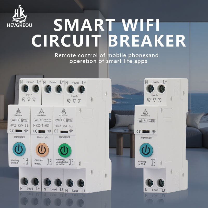 63A 1p+N WiFi Smart Switch with Energy Meter Kwh Metering Monitoring Timer Relay MCB Tuya Smartlife Voltage Current Protection