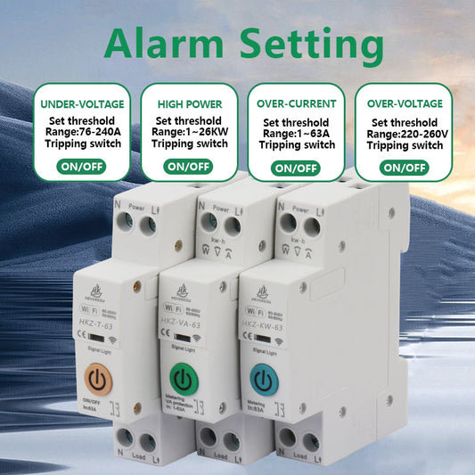 63A 1p+N WiFi Smart Switch with Energy Meter Kwh Metering Monitoring Timer Relay MCB Tuya Smartlife Voltage Current Protection
