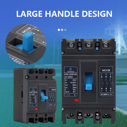 Flame-Retardant 3p MCCB Molded Case Circuit Breaker Leakage Protection Overload Short-Circuit Protector