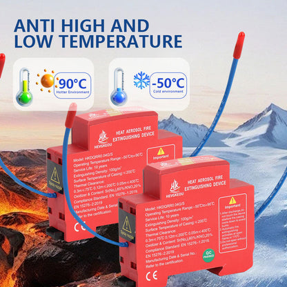 Compact N₂ Aerosol Fire Suppression Module | DIN Rail Mount for Distribution Boxes with Flame-Retardant PC Housing & Strong Adhesive