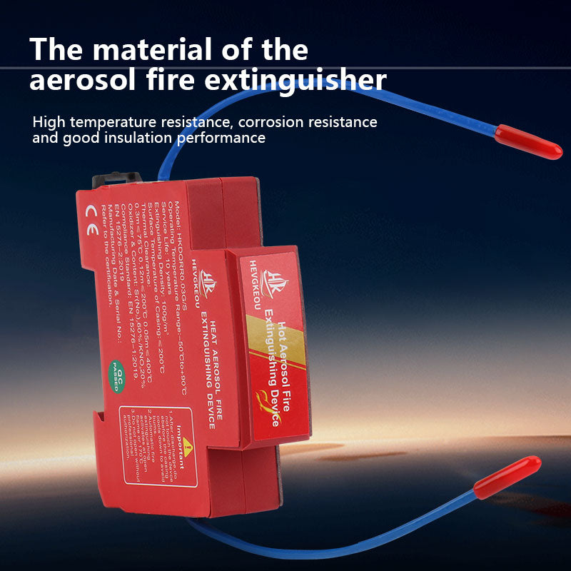 Compact N₂ Aerosol Fire Suppression Module | DIN Rail Mount for Distribution Boxes with Flame-Retardant PC Housing & Strong Adhesive