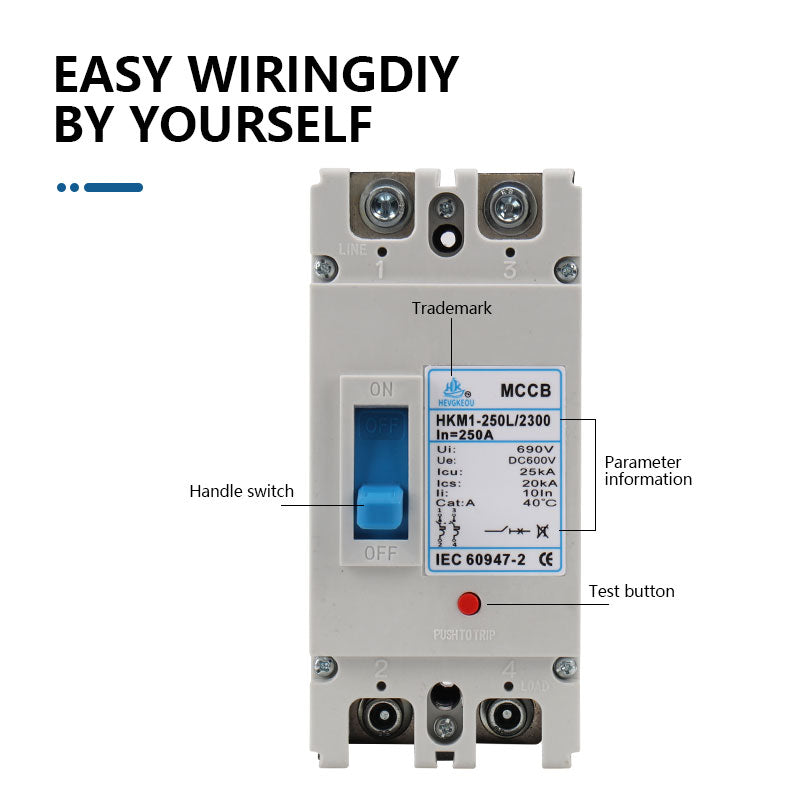 MCCB with Leakage Protection Molded Case Circuit Breaker Flame-Retardant Overload Short-Circuit Protector