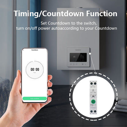 63A 1p+N WiFi Smart Switch with Energy Meter Kwh Metering Monitoring Timer Relay MCB Tuya Smartlife Voltage Current Protection