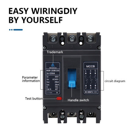 Flame-Retardant 3p MCCB Molded Case Circuit Breaker Leakage Protection Overload Short-Circuit Protector