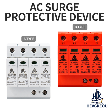 4P AC SPD Surge Protection Device | Lightning & Surge Arrester for 3-Phase Power Lines | Type 1/2 Industrial-Grade Protection | IEC 61643-11 Compliant