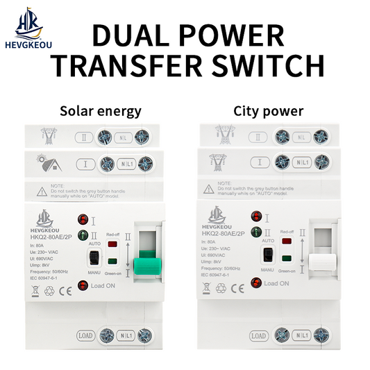 AE 2P 80A Smart ATS for Solar Inverter | PV System Automatic Transfer Switch | 2P Dual Power Selector with Intelligent Controller | DIN Rail Mount