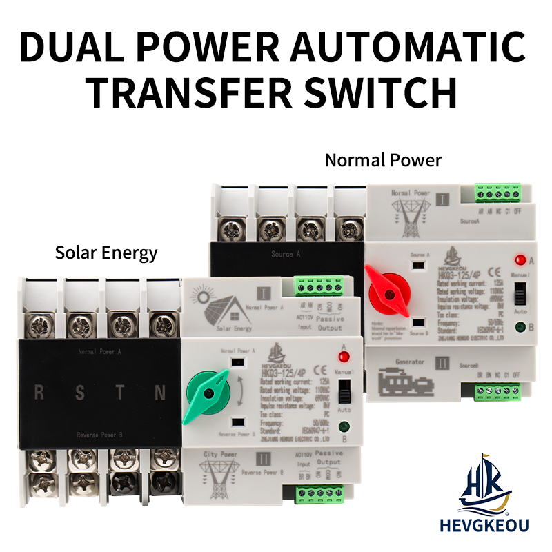 110V 4P Solar ATS | Automatic Transfer Switch for PV Systems | 125A Dual Power Changeover for Inverter/Grid/Generator