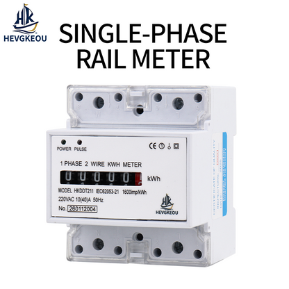10-40A Single Phase Wattmeter Power Meter | DIN Rail Mount Electricity Consumption Monitor with LED Display for Home/Commercial