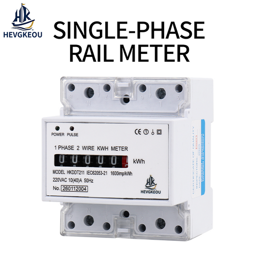 10-40A Single Phase Wattmeter Power Meter | DIN Rail Mount Electricity Consumption Monitor with LED Display for Home/Commercial