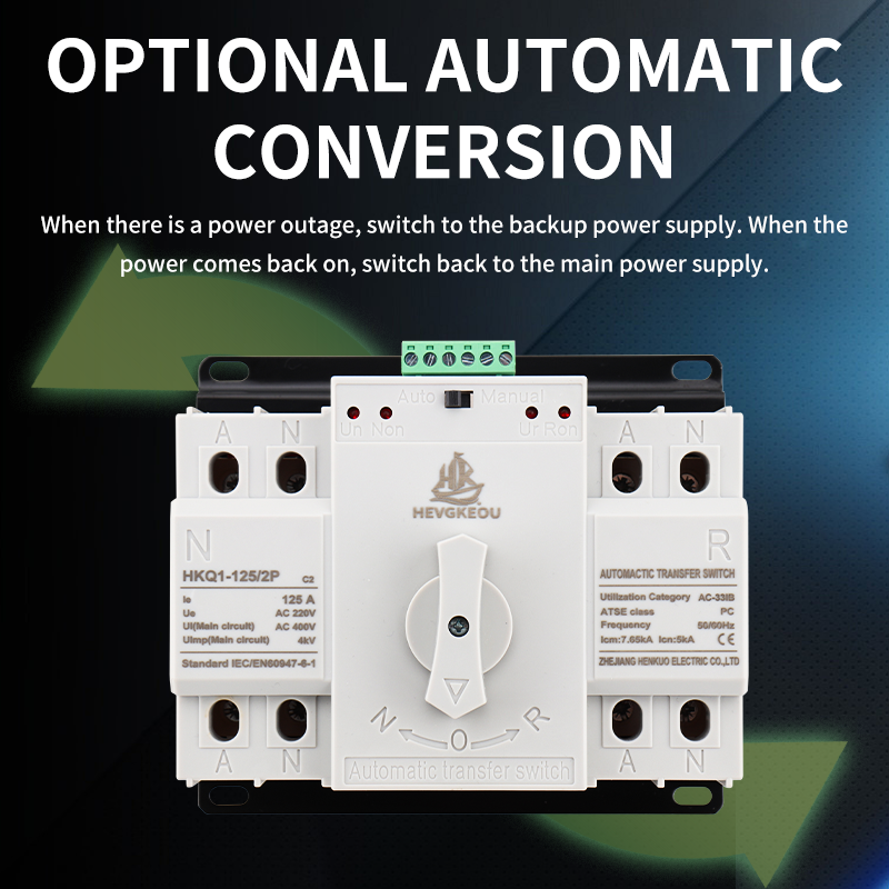 125A 220V Automatic Transfer Switch (ATS) | Universal Mains Power Changeover Switch | Safe Replacement Part for Wide Application – Generator, Solar, Grid