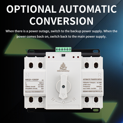 125A 220V Automatic Transfer Switch (ATS) | Universal Mains Power Changeover Switch | Safe Replacement Part for Wide Application – Generator, Solar, Grid