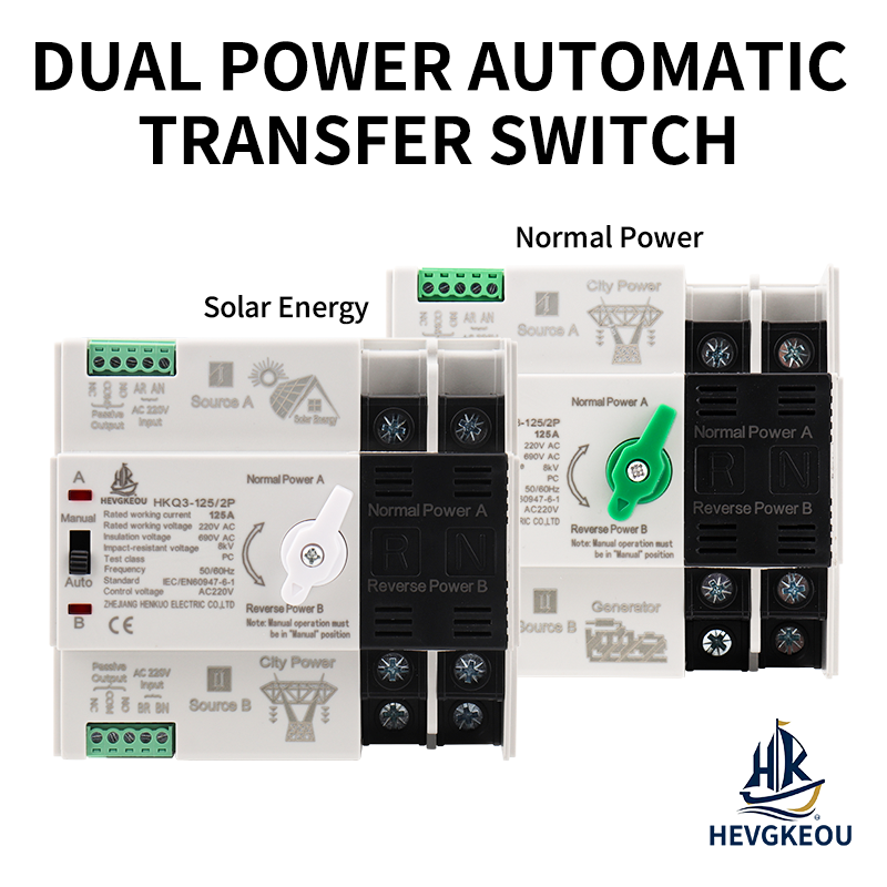230V 125A 2P Automatic Transfer Switch (ATS) | DIN Rail | Backup Generator & Solar Transfer Switch