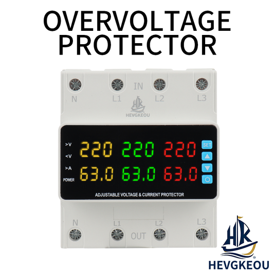 Adjustable 3 Phase Over Under Voltage Protector | 4P 63A 100A DIN Rail Mount with Digital Display for Power Monitoring | Voltage & Current Relay for Industrial & Commercial Applications