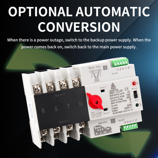110V 4P Solar ATS | Automatic Transfer Switch for PV Systems | 125A Dual Power Changeover for Inverter/Grid/Generator