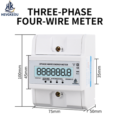 3 Phase DIN Rail kWh Meter AC 230/380V 100A | 4-Wire Energy Consumption Monitor with LCD Backlight | Three-Phase Active Power Meter for Industrial & Commercial Submetering
