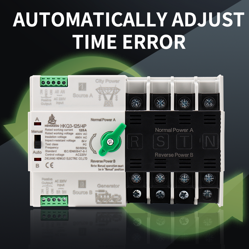 Solar ATS 125A 4P Automatic Transfer Switch | PV System & Inverter Dual Power Selector | 3-Phase DIN Rail Energy Changeover