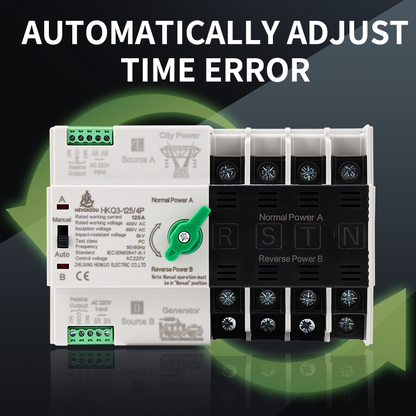 Solar ATS 125A 4P Automatic Transfer Switch | PV System & Inverter Dual Power Selector | 3-Phase DIN Rail Energy Changeover