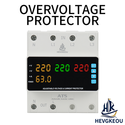 3-Phase Solar ATS with Integrated Protection | Reliable Auto Transfer Switch for PV Systems, 63A-100A with Overcurrent & Voltage Guard
