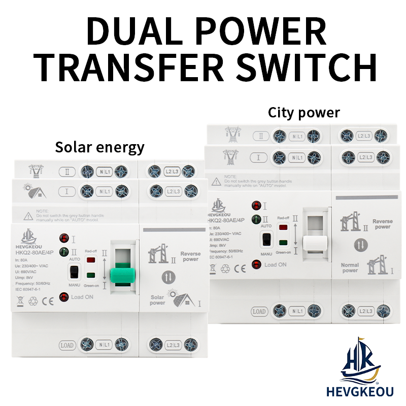ATS 4P 80A Automatic Transfer Switch for PV/Solar & Mains | 400V Uninterrupted Power Selector | DIN Rail Three-Phase Changeover