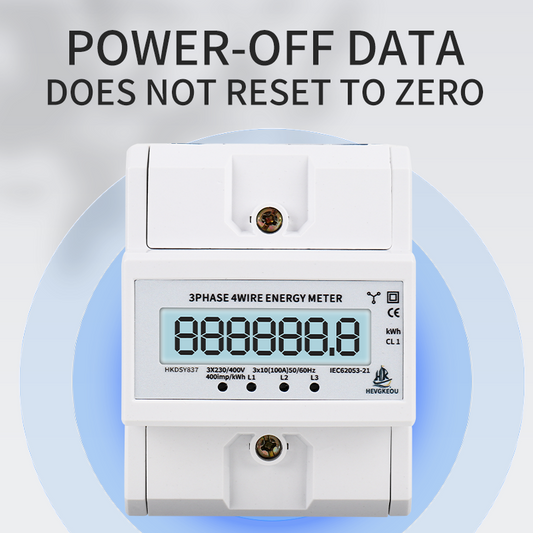 3 Phase DIN Rail kWh Meter AC 230/380V 100A | 4-Wire Energy Consumption Monitor with LCD Backlight | Three-Phase Active Power Meter for Industrial & Commercial Submetering