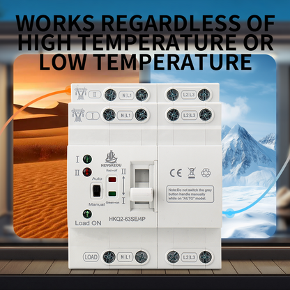 63A 4P Solar ATS | Automatic Transfer Switch for PV & Mains Power | 400V DIN Rail Mount Uninterrupted Changeover/Selector Switch