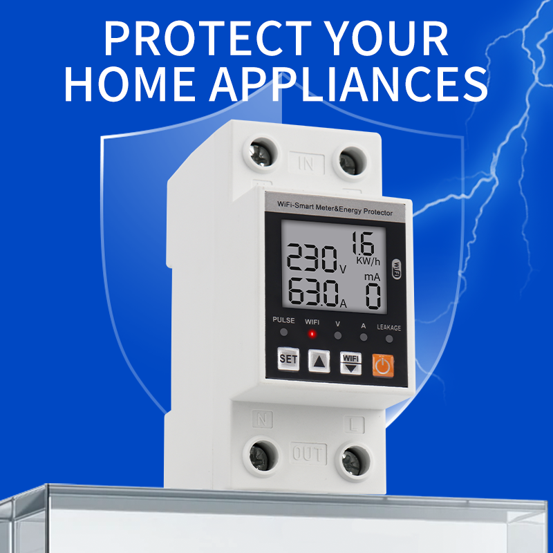 TUYA WiFi Earth Leakage Protector 63A | Smart Over/Under Voltage Relay Switch with Energy kWh Meter for Home & Industry | Alexa/Google Home Compatible RCBO