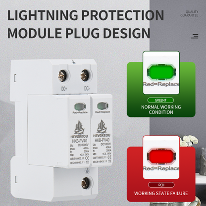 PV DC Surge Protective Device (SPD) Type 2 | 2-Pole Surge Arrester for Solar Inverters & Controllers | Lightning & Surge Protection for Photovoltaic Systems