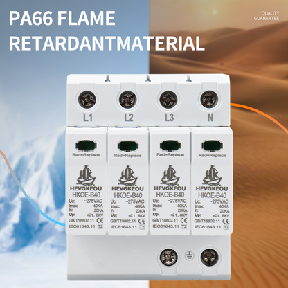 4P AC SPD Surge Protection Device | Lightning & Surge Arrester for 3-Phase Power Lines | Type 1/2 Industrial-Grade Protection | IEC 61643-11 Compliant