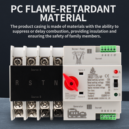 110V 4P Solar ATS | Automatic Transfer Switch for PV Systems | 125A Dual Power Changeover for Inverter/Grid/Generator