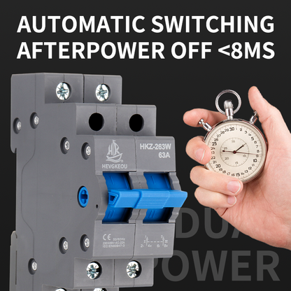 Hkz-263W 2p 63A Double Power Isolation Switch Red/Blue 230VAC 50/60Hz Dual Power Isolator Interrupter CE Certified for Safe Source Selection