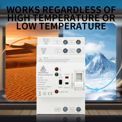 AE 2P 80A Smart ATS for Solar Inverter | PV System Automatic Transfer Switch | 2P Dual Power Selector with Intelligent Controller | DIN Rail Mount