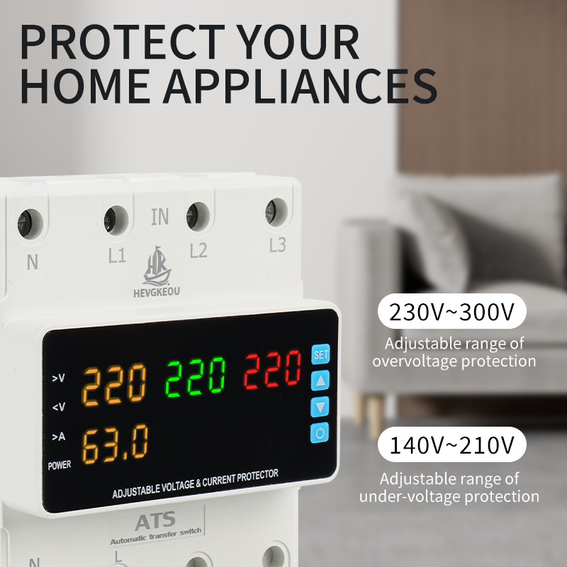 3-Phase Solar ATS with Integrated Protection | Reliable Auto Transfer Switch for PV Systems, 63A-100A with Overcurrent & Voltage Guard