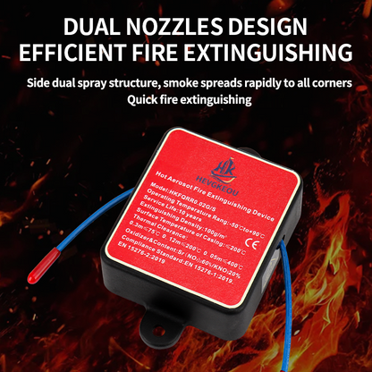 Square Fire Extinguisher for Electrical Cabinets Up to 0.4m³ | Automatic N₂ Aerosol Suppressor, DIN Rail Mount with Strong Adhesive