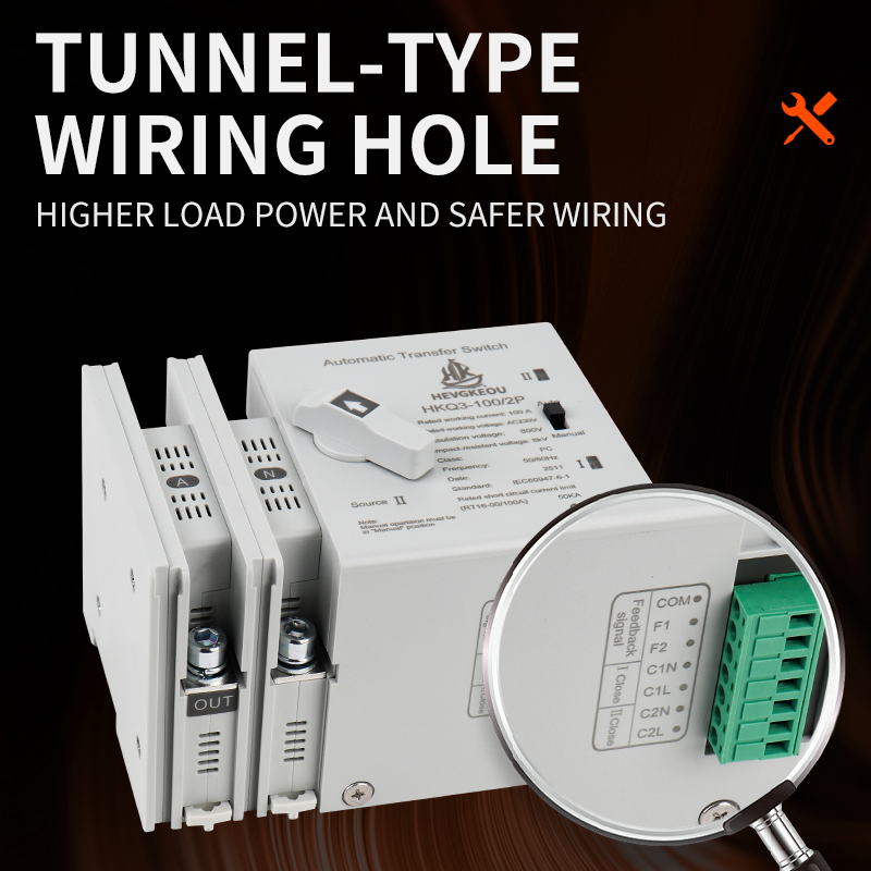 2P 100A Automatic Transfer Switch (ATS) | 230VAC Dual Power Changeover | Auto/Manual with Seamless Millisecond Switching | DIN Rail