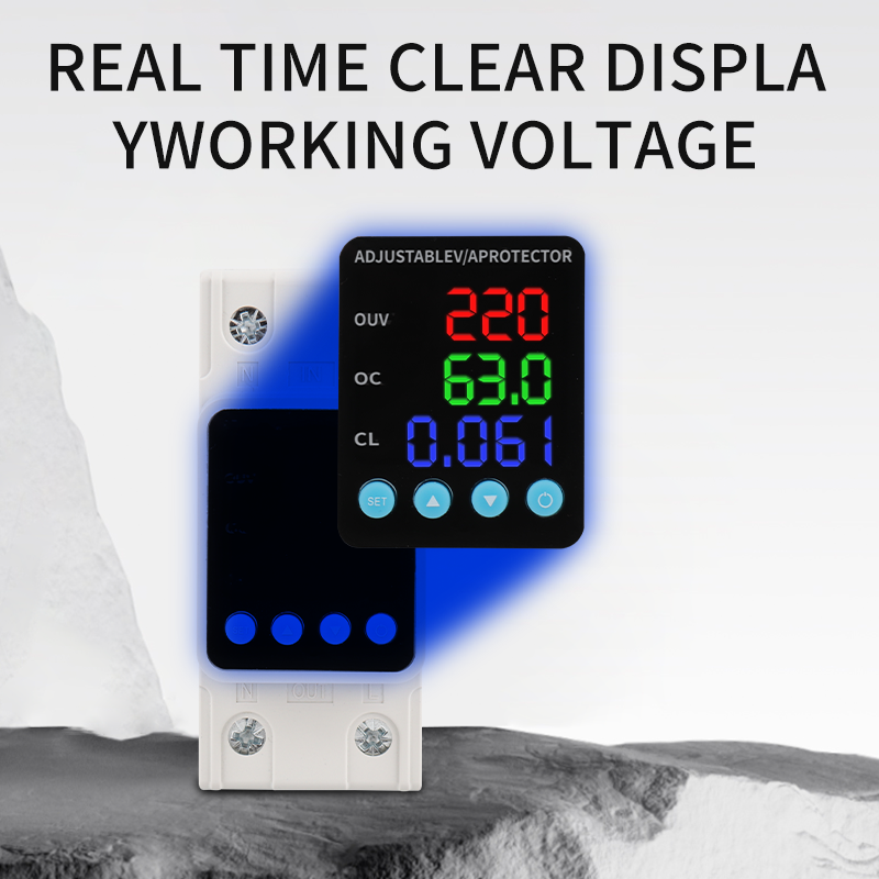 Adjustable Voltage/Current Protector HEVGKEOU | Digital Display for Voltage, Current & Power | Custom Overload Settings with One-Button Control