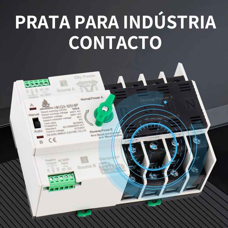 Solar ATS 125A 4P Automatic Transfer Switch | PV System & Inverter Dual Power Selector | 3-Phase DIN Rail Energy Changeover