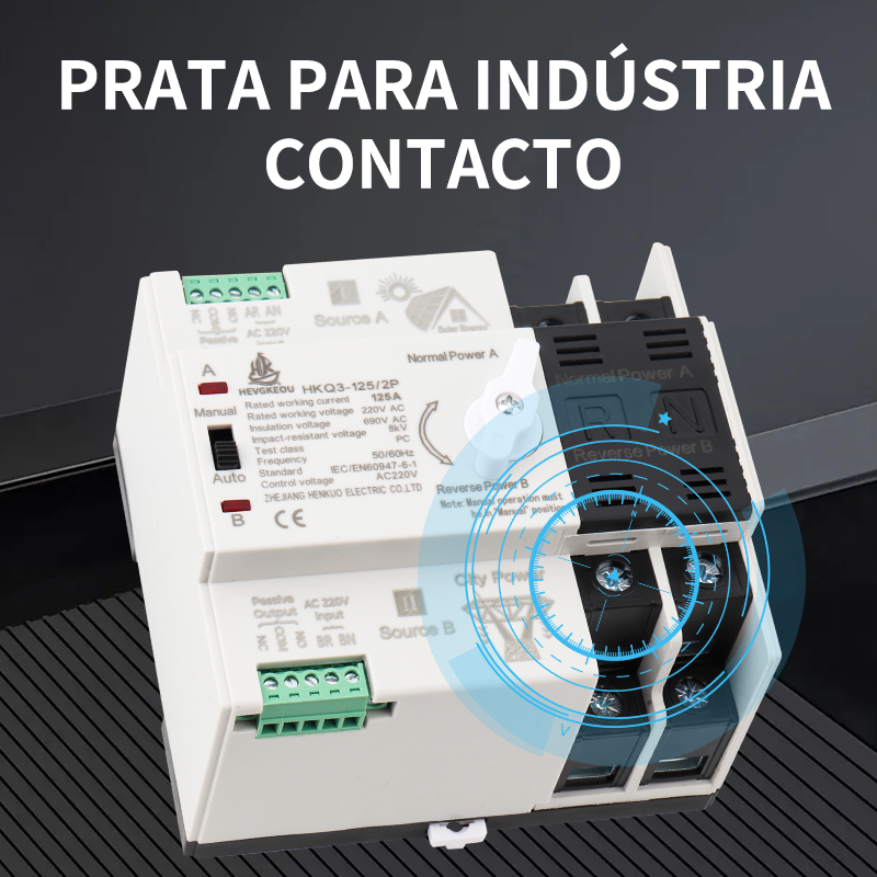 230V 125A 2P Automatic Transfer Switch (ATS) | DIN Rail | Backup Generator & Solar Transfer Switch