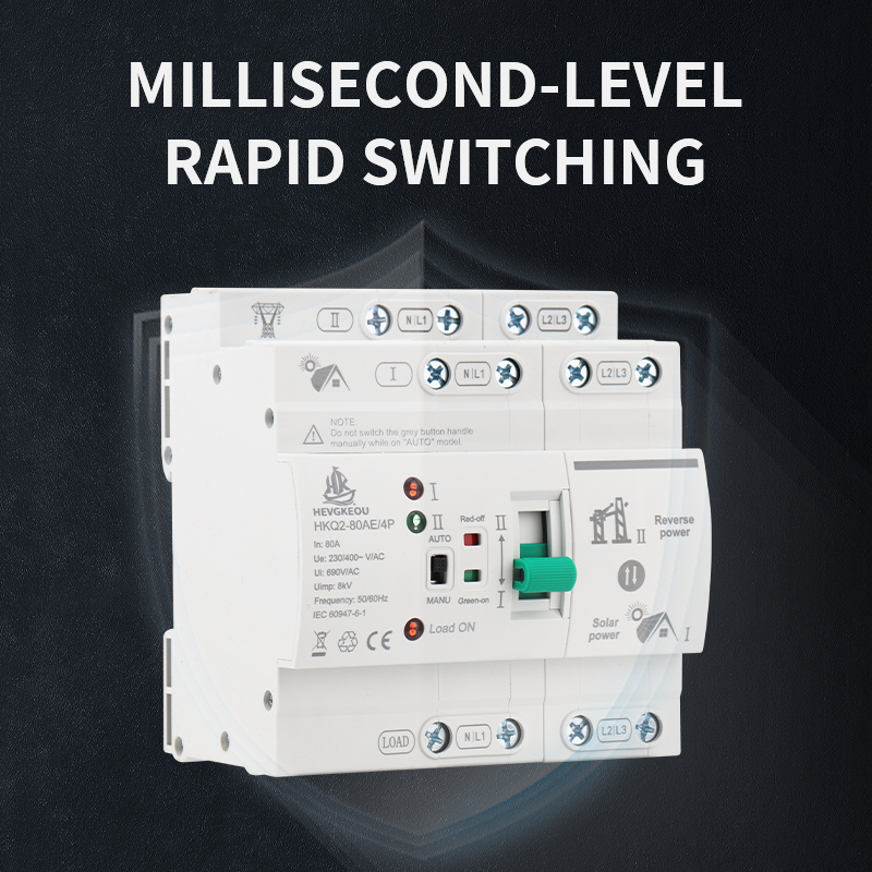 ATS 4P 80A Automatic Transfer Switch for PV/Solar & Mains | 400V Uninterrupted Power Selector | DIN Rail Three-Phase Changeover