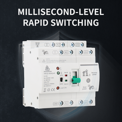 ATS 4P 80A Automatic Transfer Switch for PV/Solar & Mains | 400V Uninterrupted Power Selector | DIN Rail Three-Phase Changeover