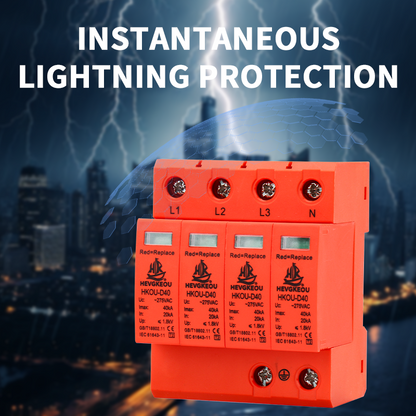 4P AC SPD Surge Protection Device | Lightning & Surge Arrester for 3-Phase Power Lines | Type 1/2 Industrial-Grade Protection | IEC 61643-11 Compliant