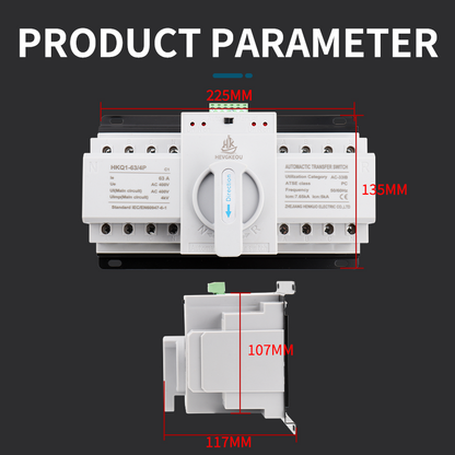 4P 63A/125A Automatic Transfer Switch (ATS) | 400V Dual Power Changeover | Manual/Auto for Industrial Generators | CE Certified