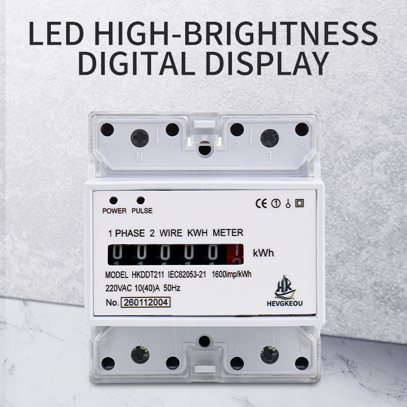 10-40A Single Phase Wattmeter Power Meter | DIN Rail Mount Electricity Consumption Monitor with LED Display for Home/Commercial